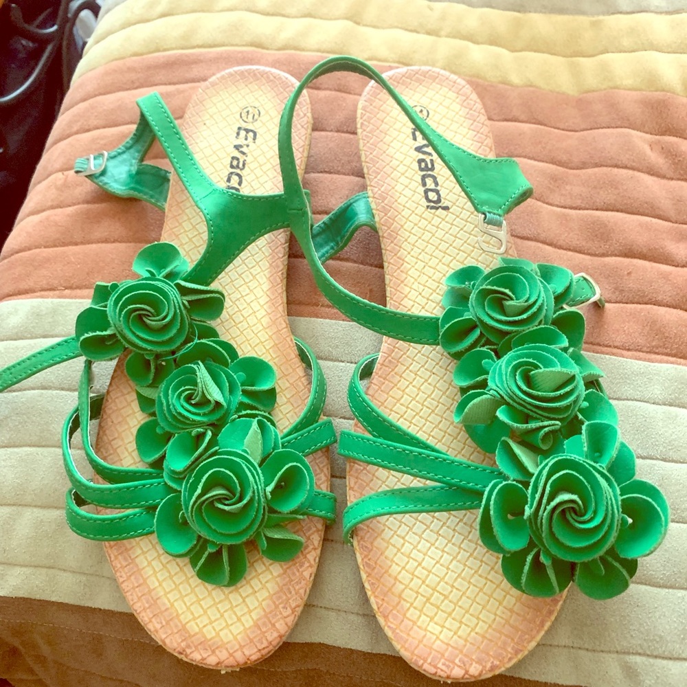 Flat green sandals